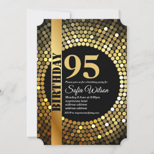 Disco party, guld, 95 s, födelsedagsfest inbjudan