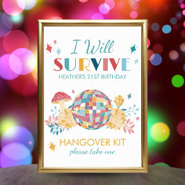 Disco Party I Överlever Hangover Kit Party-signatu Poster