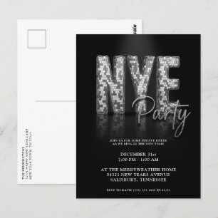 Disco Party-inbjudan för Silver Nyårsafton Vykort
