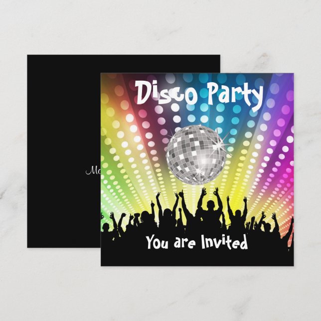 Disco Party-inbjudan till valfri Firande Inbjudningar (Fram/baksida)