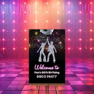 Disco Party Retro 70-Talsfest Välkomstskylt Poster