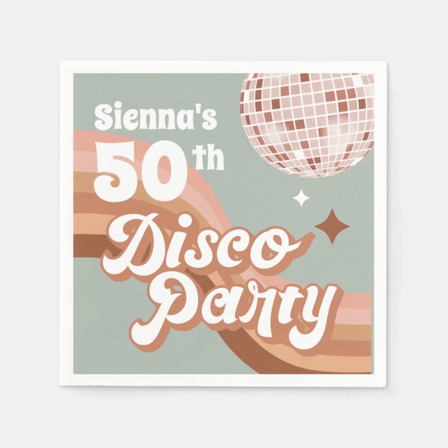 Disco Party Retro Birthday Napkins Pappersservett (Framsidan)