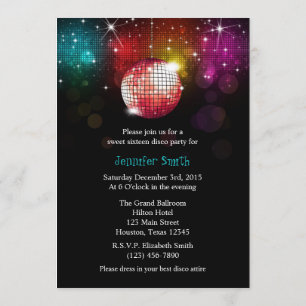 Disco Party Sweet 16 Boll inbjudan