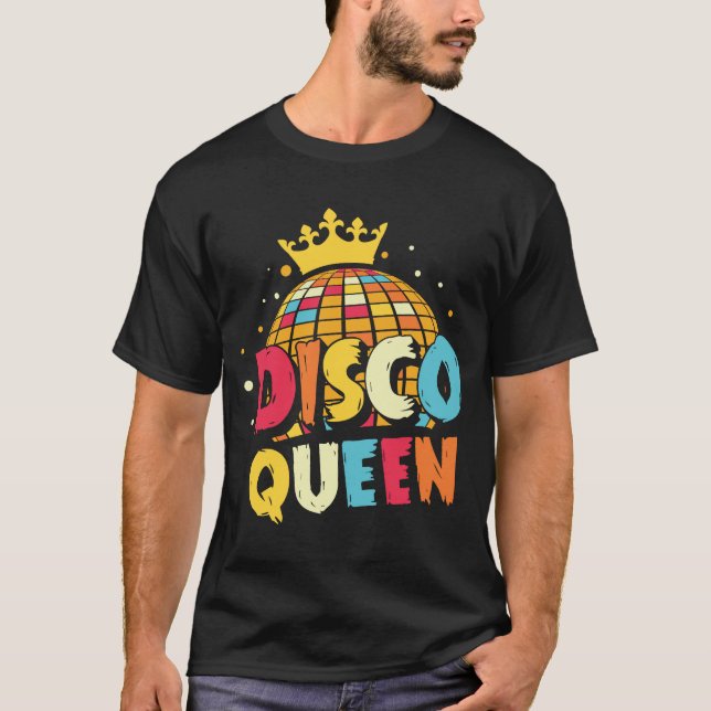 Disco Queen 1970-talet Retro Party 70s Matching Ha T Shirt (Framsida)