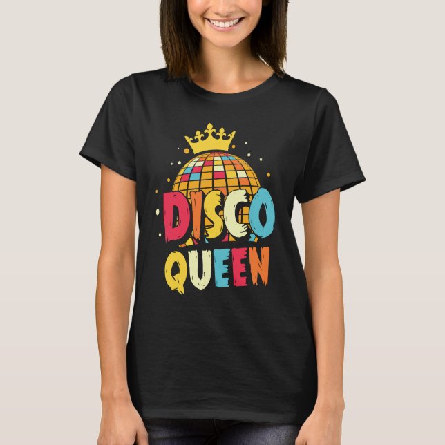 Disco Queen 1970s Retro Party 70s Matching Hallowe T Shirt (Framsida)