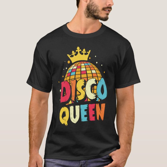 Disco Queen 1970s Retro Party 70s Matching Hallowe T Shirt (Framsida)