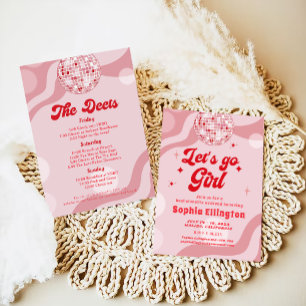 Disco Retro 70s Bachelorette Helg Itinerary Inbjudningar