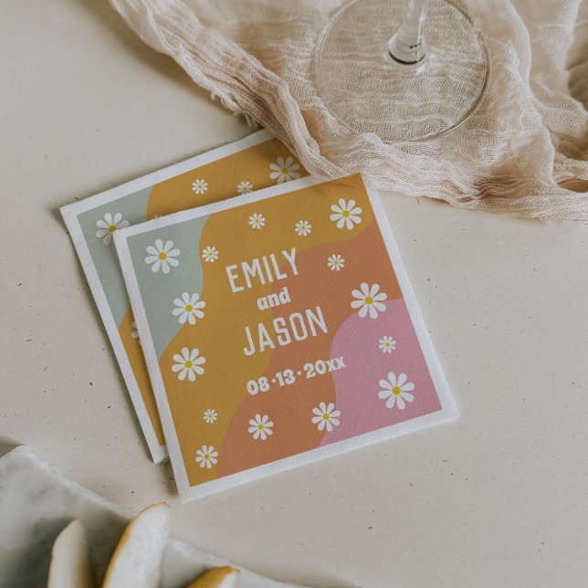 Disco Retro Bröllop Cocktail Napkins Pappersservett (Skapare uppladdad)