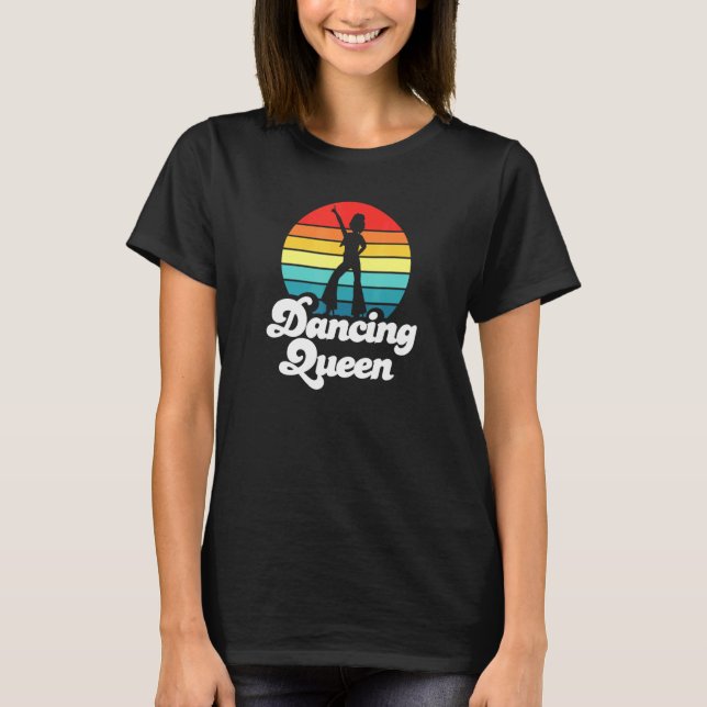 Disco Retro Sunset Dancing Queen T Shirt (Framsida)