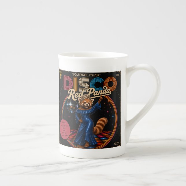 Disco Röd Panda  Benporslin Mugg (Höger)