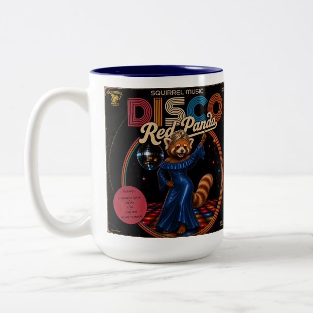Disco Röd Panda  Två-Tonad Mugg (Vänster)