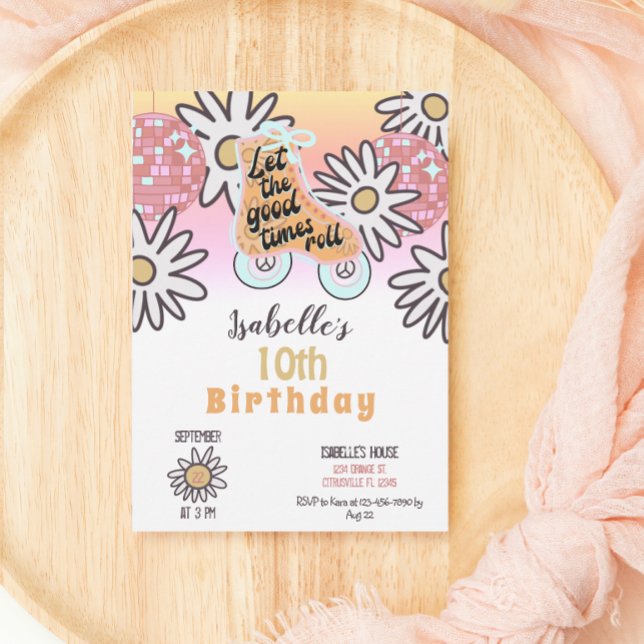 Disco Roller Skating Flick kalas Inbjudningar (Skapare uppladdad)