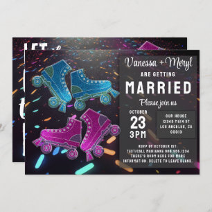 Disco Rollerskating Bröllop Glitter Roller Skates Inbjudningar