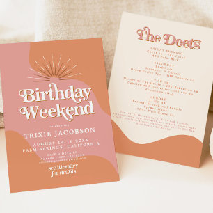 Disco Rosa Birthday Helg Inbjudningar