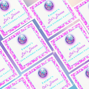 Disco Rosa Leopardtryck Retro Dans Födelsedag Pappersservett