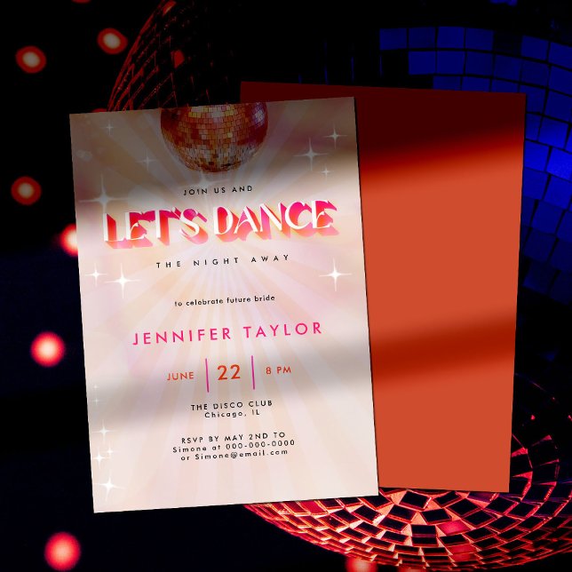 Disco Rosa Retro Red Dance Bachelorette Party Inbjudningar (Skapare uppladdad)