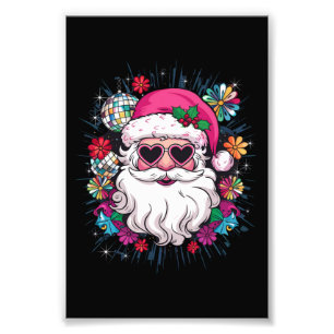Disco Rosa Santa jul Funny Julafton Party Fototryck