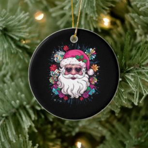 Disco Rosa Santa jul Funny Julafton Party Julgransprydnad Keramik