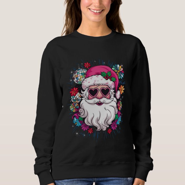 Disco Rosa Santa jul Funny Julafton Party T Shirt (Framsida)