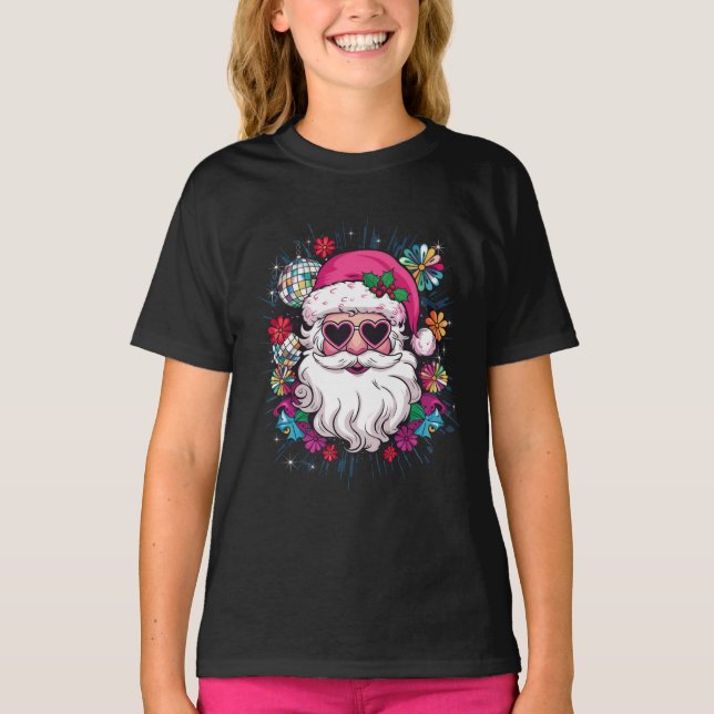 Disco Rosa Santa jul Funny Julafton Party T Shirt (Framsida)