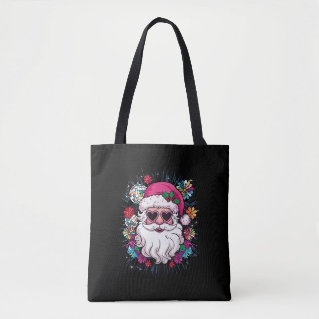 Disco Rosa Santa jul Funny Julafton Party Tygkasse (Framsida)