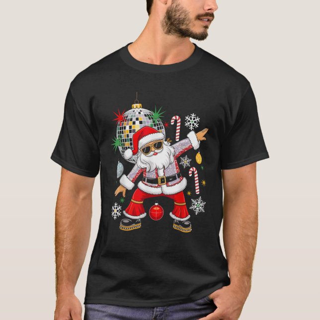 Disco Santa Music Retro Groovy 70-talet H T Shirt (Framsida)