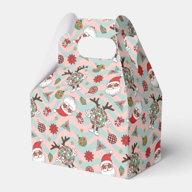 Disco Santa och Reindeer Helgdag Mönster Presentaskar (Framsidan Sidan)