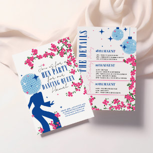 Disco Santorini Musical Bougainvillea Hen Party Inbjudningar
