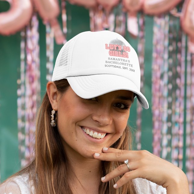 Disco Seterhet Helgparty Retro Anpassad Keps (Disco Bachelorette Lets Go Girls Personalized Trucker Hat)