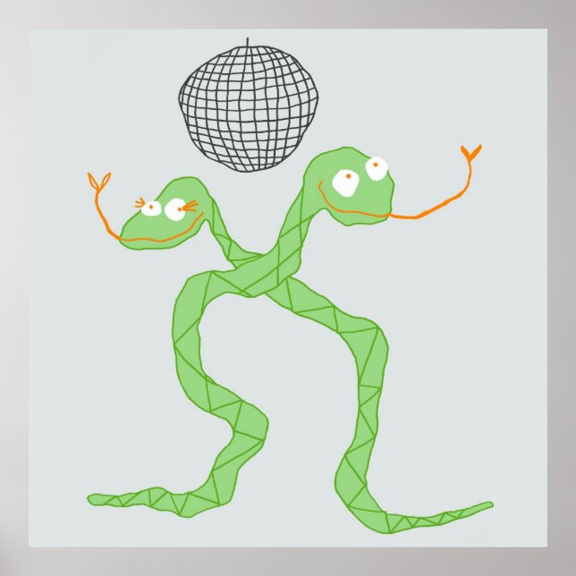 Disco Snakes Poster i Grönt (Framsidan)