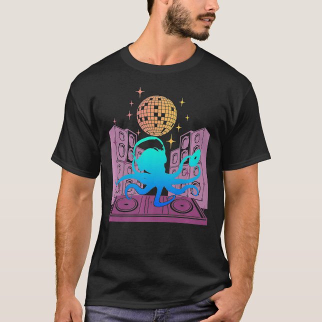 Disco Spegel Boll Music Turntable Scratch DJ T Shirt (Framsida)