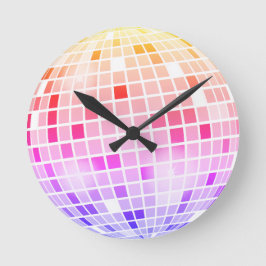 Disco spegelboll Retro 70-tal Färgglad Rund Klocka