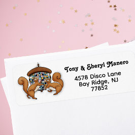 Disco Squirrels Party Returadress Returadress Etikett