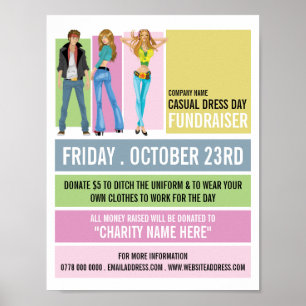Disco Stil, Avslappnad Dress Day Fundraiser Advert Poster