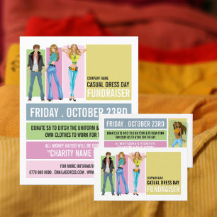 Disco Stil, Avslappnad Dress Day Fundraiser Advert Visitkort