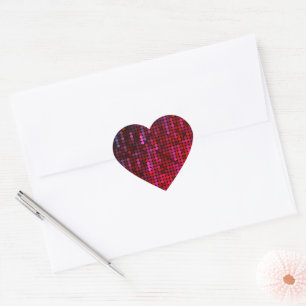 Disco Stil Rosa Faux Sequin Heart Hjärtformat Klistermärke