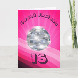 Disco Sweet sixteen Rosa Birthday-inbjudan Kort