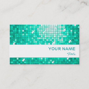 Disco Tiles Aqua, affärskort vit rand Visitkort