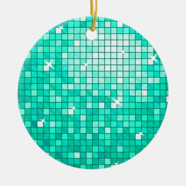 Disco Tiles Aqua ornament round (Framsidan)