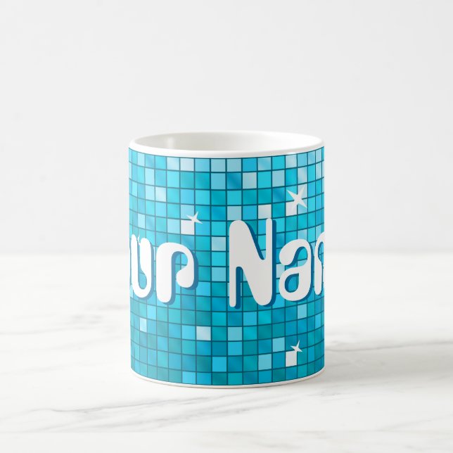 Disco Tiles Blue 'Ditt namn' mugg (Center)
