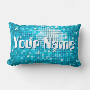 Disco Tiles Blue 'Namn' dekorativ kudde lumbar