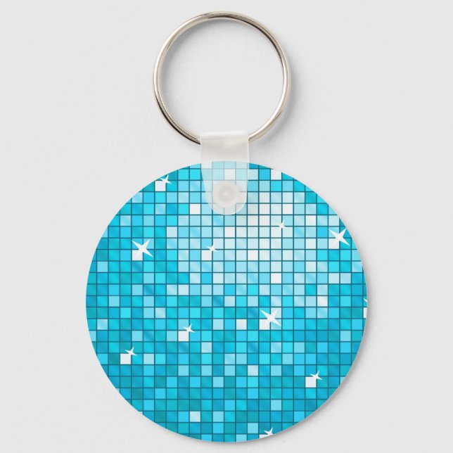 Disco Tiles Blue-nyckelkedjerunda Nyckelring (Framsida)