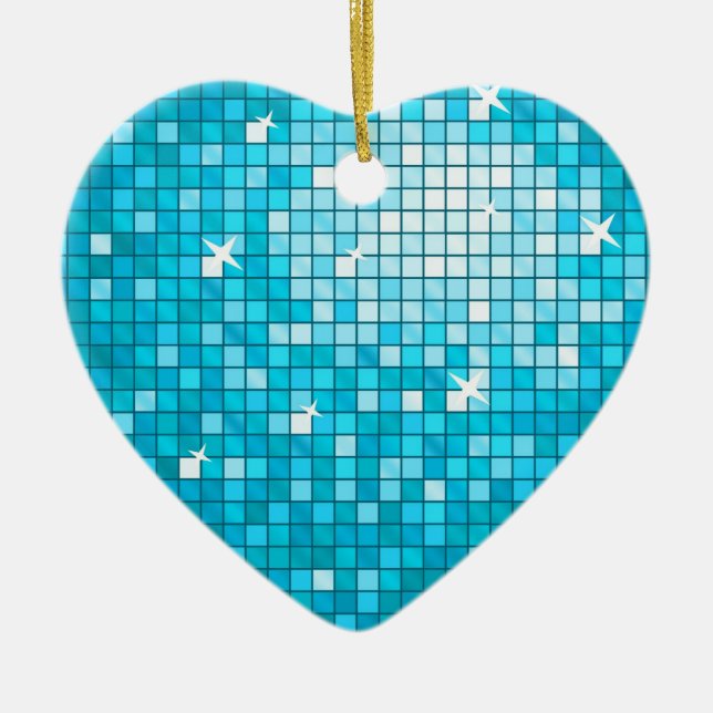 Disco Tiles Blue-ornament-hjärta Julgransprydnad Keramik (Framsidan)
