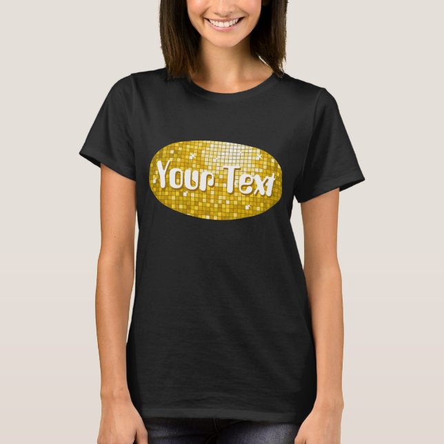 Disco Tiles "Guld" Din textoval t-shirt svart (Framsida)