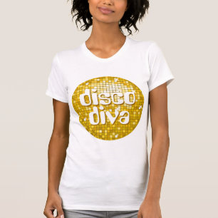 Disco Tiles "Guld" disco diva dam petite white Tee