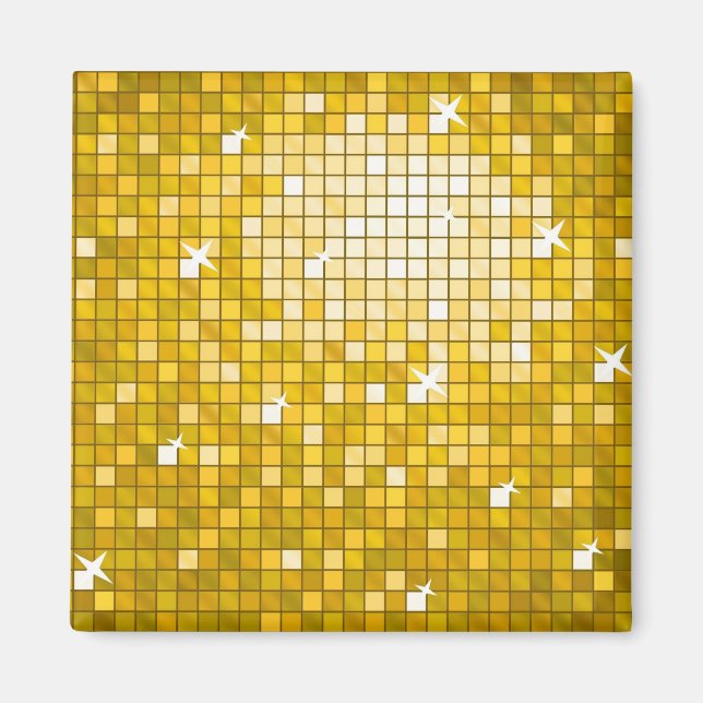 Disco Tiles "Guld", kvadrat med kylmagnet Magnet (Framsidan)
