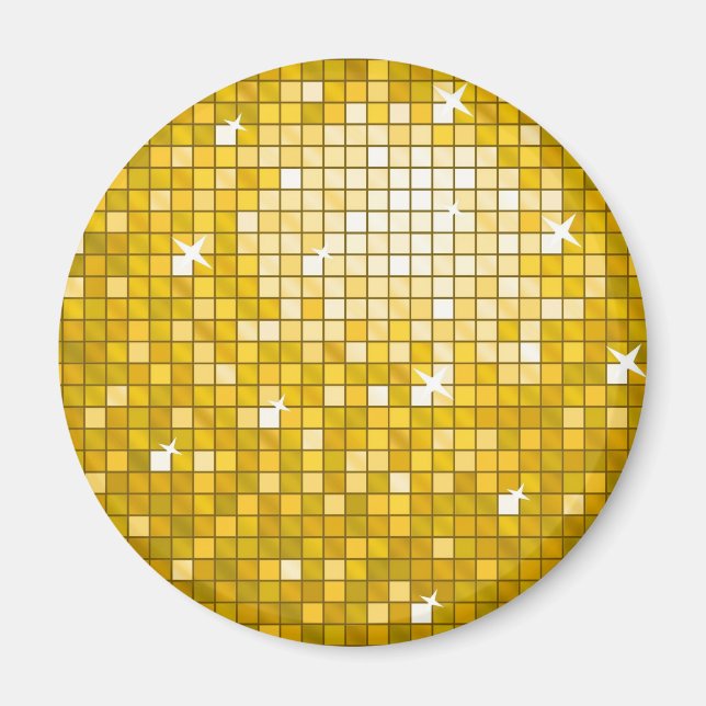 Disco Tiles "Guld"-kylskåpsmagnet runda Magnet (Framsidan)