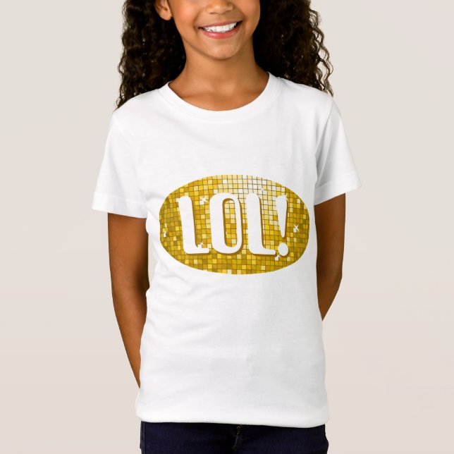 Disco Tiles "Guld" 'LOL' flickor passande white! T-shirt (Framsida)