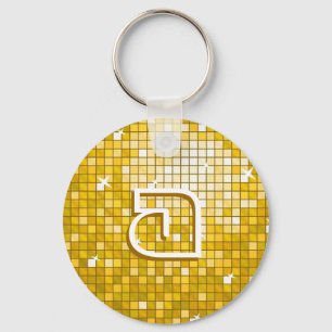 Disco Tiles 'Guld' 'monogram'-nyckelkedjerunda Nyckelring
