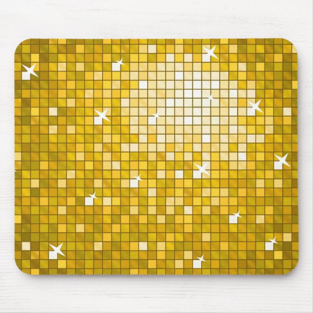 Disco Tiles "Guld", mousserande vågrät Musmatta (Framsidan)